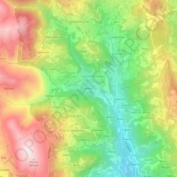 Mapa topográfico Moretti, altitud, relieve