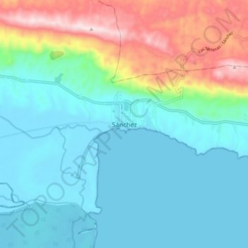 Mapa topográfico Sánchez, altitud, relieve