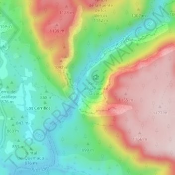 Mapa topográfico Hundido de Armallones, altitud, relieve