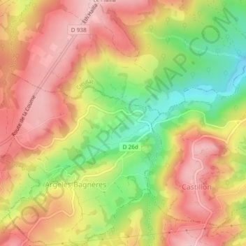 Mapa topográfico Mariagne, altitud, relieve