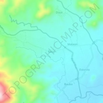Mapa topográfico Bazal, altitud, relieve