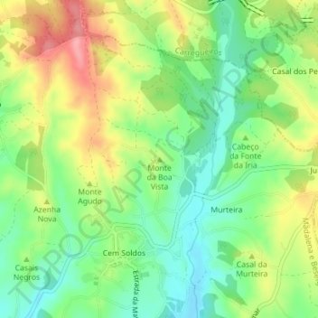 Mapa topográfico Monte da Boa Vista, altitud, relieve