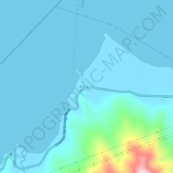 Mapa topográfico Mukas, altitud, relieve