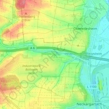 Mapa topográfico Altböllinger Höfe, altitud, relieve