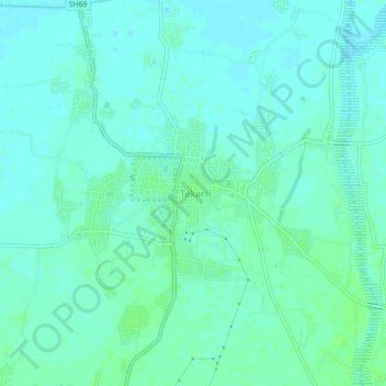 Mapa topográfico Tekari, altitud, relieve