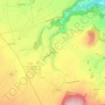 Mapa topográfico Dolaizon, altitud, relieve