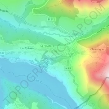 Mapa topográfico Dessous Lara, altitud, relieve