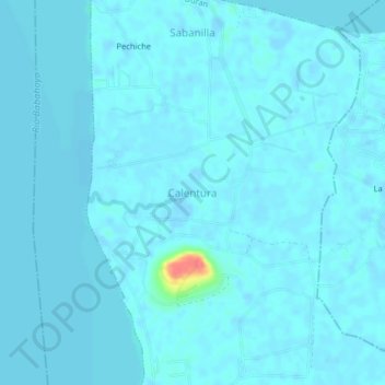 Mapa topográfico Calentura, altitud, relieve