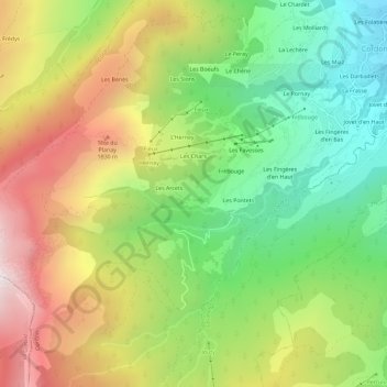 Mapa topográfico Le Charne, altitud, relieve