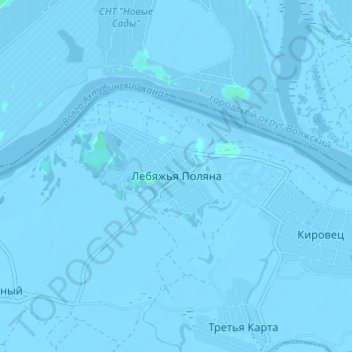 Mapa topográfico Лебяжья Поляна, altitud, relieve