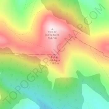 Mapa topográfico Peñas del Agua, altitud, relieve