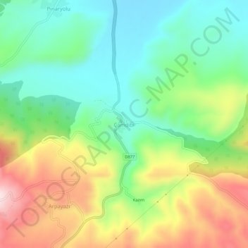 Mapa topográfico Çamdibi, altitud, relieve