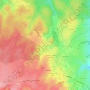 Mapa topográfico Le Perron, altitud, relieve