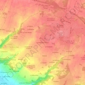Mapa topográfico La Haute Moisonnais, altitud, relieve