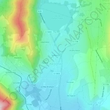 Mapa topográfico Le Bourg, altitud, relieve