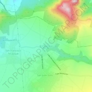 Mapa topográfico El Chamizal, altitud, relieve