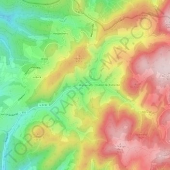 Mapa topográfico Brettental, altitud, relieve