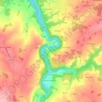 Mapa topográfico Le Pin, altitud, relieve