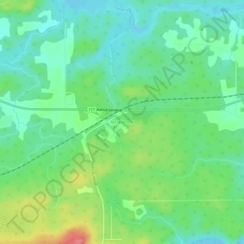 Mapa topográfico McWatters, altitud, relieve
