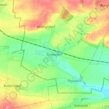 Mapa topográfico Tromsdorf, altitud, relieve
