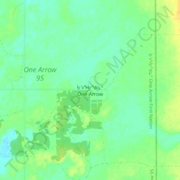 Mapa topográfico One Arrow, altitud, relieve
