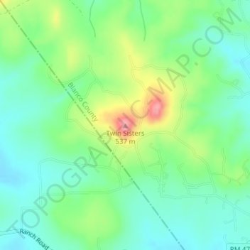 Mapa topográfico Twin Sisters, altitud, relieve
