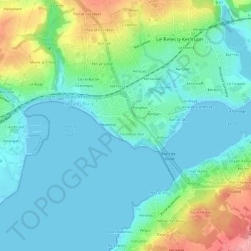 Mapa topográfico Keriézou, altitud, relieve