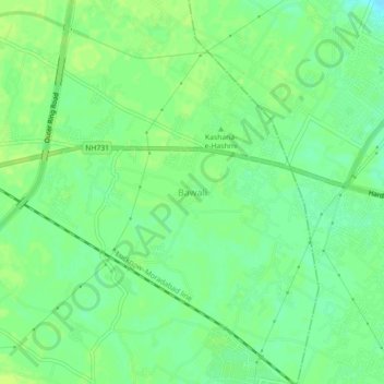 Mapa topográfico Bawali, altitud, relieve