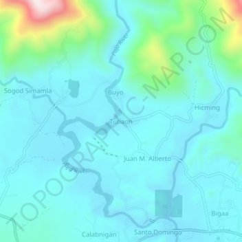Mapa topográfico Tubaon, altitud, relieve