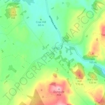 Mapa topográfico Gelston, altitud, relieve