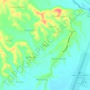 Mapa topográfico Calayo, altitud, relieve