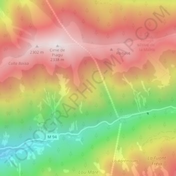 Mapa topográfico Ventabrun, altitud, relieve