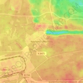Mapa topográfico Nochten, altitud, relieve