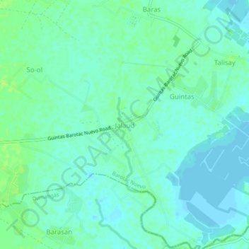Mapa topográfico Jalaud, altitud, relieve