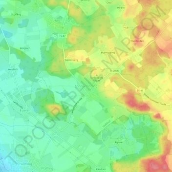 Mapa topográfico Sondermoning, altitud, relieve