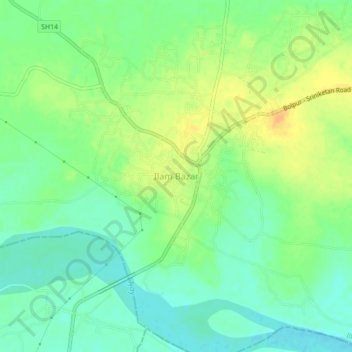 Mapa topográfico Ilam Bazar, altitud, relieve