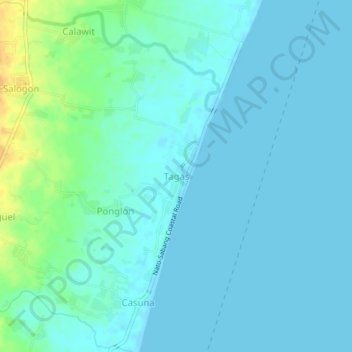 Mapa topográfico Tagas, altitud, relieve