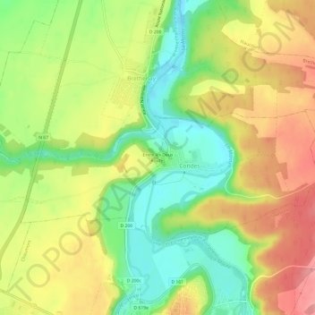 Mapa topográfico Entre les Deux Routes, altitud, relieve