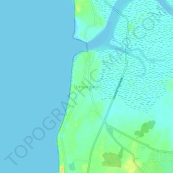 Mapa topográfico Umbargaon, altitud, relieve