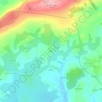 Mapa topográfico Litiez, altitud, relieve