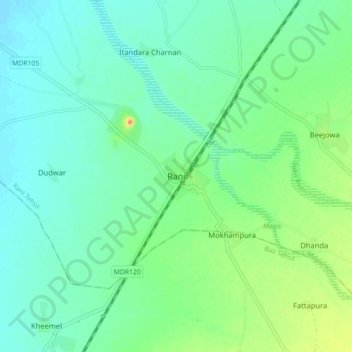 Mapa topográfico Rani, altitud, relieve