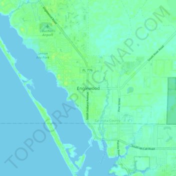 Mapa topográfico Englewood, altitud, relieve