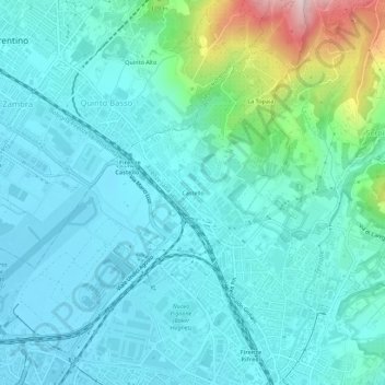 Mapa topográfico Castello, altitud, relieve