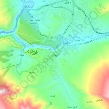 Mapa topográfico Rawandiz, altitud, relieve