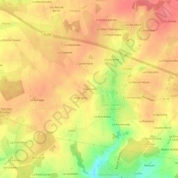 Mapa topográfico L'Hameau, altitud, relieve