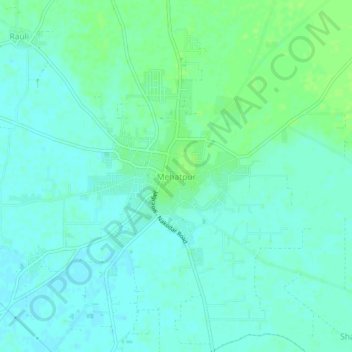 Mapa topográfico Mehatpur, altitud, relieve