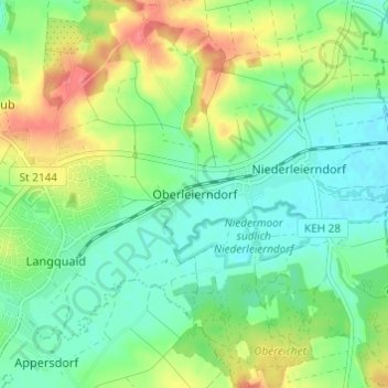 Mapa topográfico Oberleierndorf, altitud, relieve