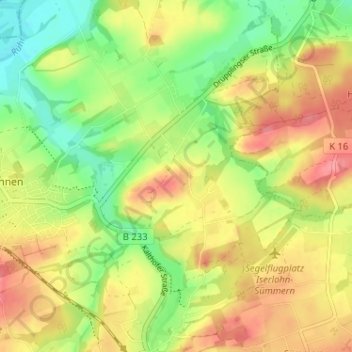 Mapa topográfico Drüpplingsen, altitud, relieve