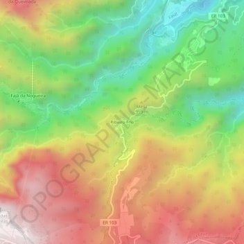 Mapa topográfico Ribeiro Frio, altitud, relieve