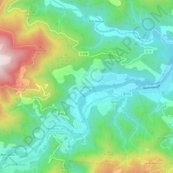 Mapa topográfico Palalda, altitud, relieve